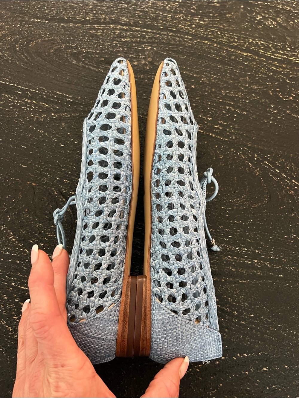 Sam Edelman Light Blue Woven Ballet Flats with Tie - Picture 5 of 5